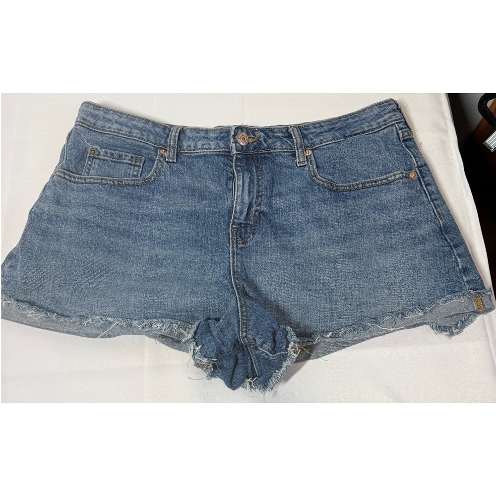 Wild Fable Denim Shorts 14 Blue High Rise Raw Hem Stretch Cutoffs Festival Indie